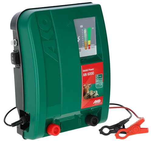 AKO Mobil Power AN 6000 - Dispositivo de alimentación para cercas de Pasto Expert, batería de 12 V, Entrada en Julios: 7.00 J, Voltaje máximo: 12.000 V, para Vallas hasta: 40 km, 5 años de garantía