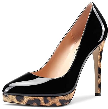 Aachcol Femmes Plate-Forme Aiguille Haut High Talon Heel Escarpins Fermé Pointu Bout Slip-on Chaussures Mariage Bureau Party Dress Classique 12 CM
