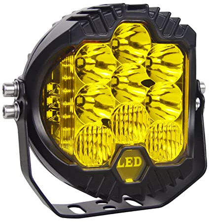 Willpower Focos Led Tractor 13cm 5 50W 12V 24V Faro de Trabajo 4x4 | Faro Antiniebla Luz IP67 Impermeable, 3500K Ámbar, para Coche Camion Quad SUV ATV UTV Offroad Barco