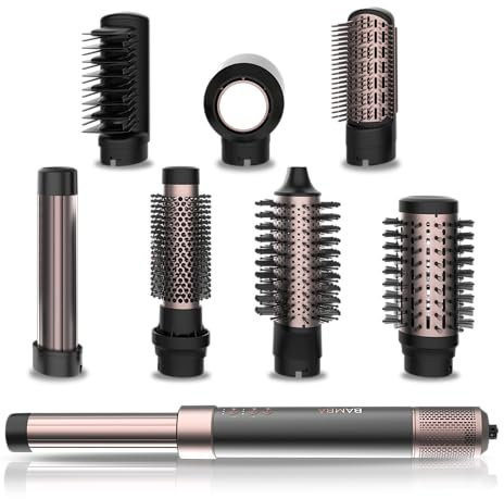 Cecotec Spazzola Ad Aria Calda Ceramiccare Airglam Black. 1400 W, Multifunzione 8 In 1, Ricciolo, Pettine, Asciuga ed Elimina L'Effetto Crespo, 3 Velocità, 3 Temperature, Rivestimento Ceramico.