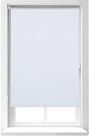 Relaxdays Thermorollo, ohne Bohren, Klemmfix, Kettenzug, 80x160 cm, Stoffbreite 76 cm, blickdichtes Klemmrollo, weiß