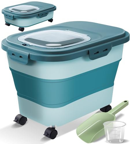 Faltbarer Behälter für Hundefutter mit Deckel, luftdichter Behälter für Reismehl, Müsli, Zucker, für 20 / 25 / 13,6 kg, Küchenzubehör, Halter, Katze, Haustier, Geschenk, Reiseutensilien, Muss für