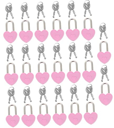 Homoyoyo Mini Cadenas de Cœur Clés Lot de 20 Sets de Métal Robuste pour Valise Journal Intime Livre Projets de Bricolage Attractions Touristiques