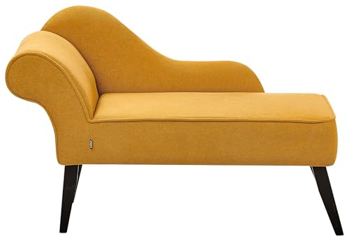 Beliani Chaislongue Stoffbezug senf Links mit Lehne Schwarze Holzbeine Retro Biarritz