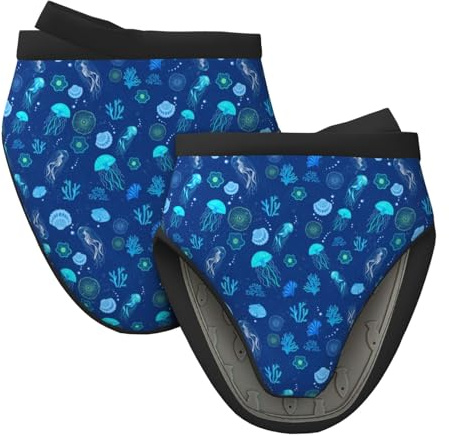 Mini guanti da forno in silicone, guanti da forno con conchiglie di meduse blu, resistenti al calore, presine per cucina e cottura, guanti da forno carini, 2 pezzi