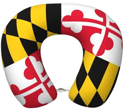 Personalisiertes Reisekissen aus Memory-Schaum, Motiv: Flagge von Maryland, geeignet zum Schlafen in mehreren Szenarien