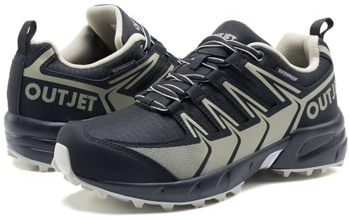 OUTJET Women's Waterproof Hiking Shoes Lightweight Grey