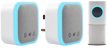 Uni-Com Wireless Portable & Plug-in Door Chime Set, 150m Operating Range, 30 Different Chimes, LED Chime Alert, 3 Operating Modes, Easy Install, White