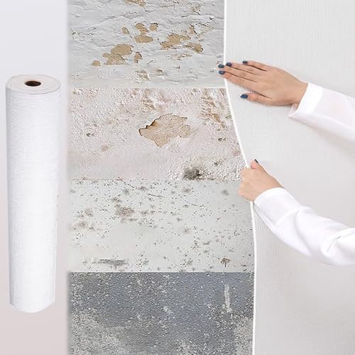 Dalle de Plafond Panneaux de Plafond Muraux Blancs de 3mm D'épaisseur, Papier Peint Autocollant pour Plafond en Plaques de Plâtre / Béton, Crédence de Plafond en PVC pour Salle de Bain(0.5x60m(1.6x196