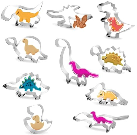 10 Stück Dinosaurier Ausstechformen Set Dinosaurier Plätzchen Ausstecher Aus Edelstahl Dino Auss techer Dino Plätzchen Ausstecher Für Fondant,Keks,Plät zchen,Backen,Tortendekorationen
