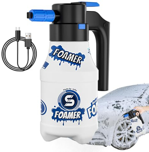 Electric Foam Sprayer - Cordless Foamer, Hochdruckreinigungsschaum | Wiederaufladbare Detailpistole, 1,5 -l -Tank mit Schaumblaster, kompakte Waschmaschine für Haustier -Duschboot -Spülung Motorra