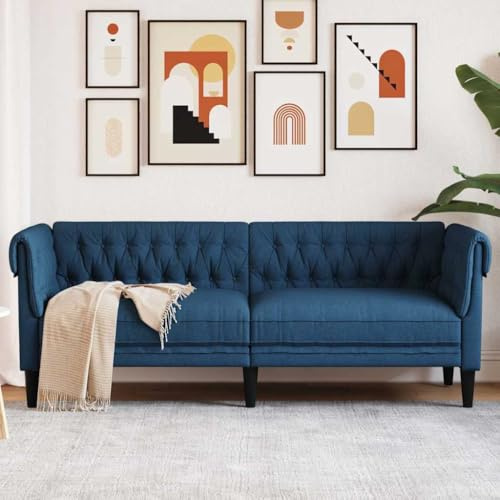 Générique Canapé Chesterfield 3 Places Bleu Tissu, Meubles, Canapés, Bleu, (Poids 30.25KG)