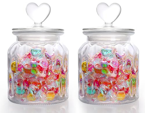 HomeyHoney dekorationsglas med hjärtformat lock, godisbarglas set om 2