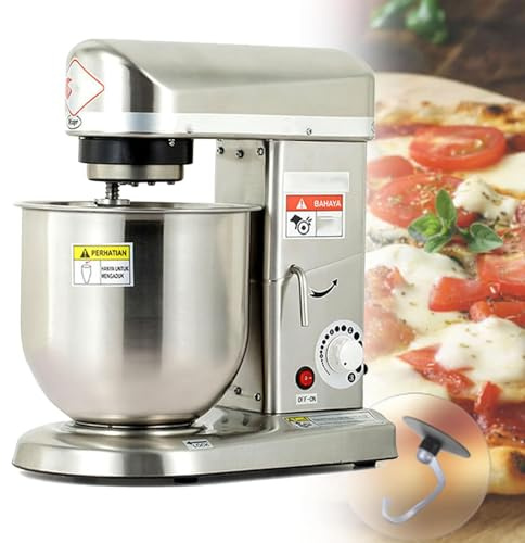 PixCy Sbattitore Elettrico con Ciotola,Impastatrice 3-in-1 per Pizze,Torte e Panificazione,Frusta a Filo per Panna e Albumi,Motore 500W,Design Antispruzzi,per Cucina Domestica Silver-5L