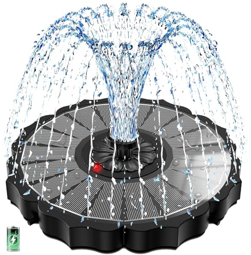 SZMP Solar Fountain Flower Shape with Innovative Battery Indicator & 2000mAh, 3.5W 2026 Upgrade Glass Solar Water Fountain Pump Works in Cloudy for Bird Baths, Gardens, Pools, Outdoors & Flower Pots