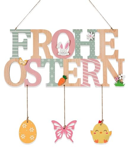 Osterdeko,Kostern Deko,Ostern Holz Easter,Osterhase Fenster für Frohe Türkranz,Hängend Osterhasen Aufhängen,Haustür zum Türdeko Türschild,Ostereier aus Schriftzug Decorations,Decoration Fensterdeko