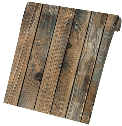 Uonlytech Papier Peint Décoratif Autocollant Effet Bois Vintage 3D en PVC, Papier Peint Amovible pour Mur Cuisine ou Salon, Facile à Poser et Résistant