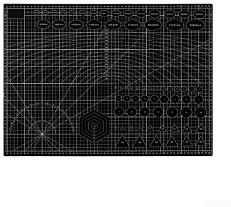 Tappetino da taglio double face, impermeabile e spesso 3 mm, con scale di misurazione chiare su entrambi i lati, adatto per cucito, intaglio e uso base modello (A-2 nero)