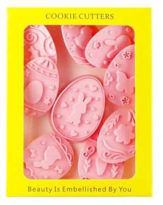YIPFEN 9 pezzi Stampi Biscotti DIY,Formine in Plastica Stampa, Decorazioni di Pasqua con Coniglietti e Uova Colorate,Adatti per Pasta,Fondente, Donuts e Torte,Animali 3D,Accessori Pasticceri