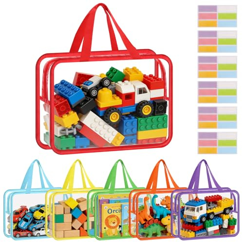 6PcsToy Storage Bags,Clear PVC Toy Organizing Bags with Handles,30*22*10CM