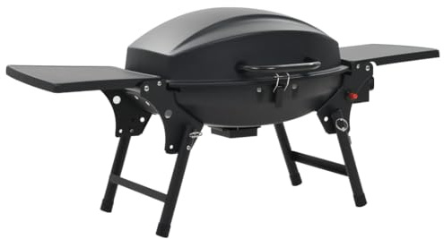 Mokuyary Barbecue a gas portatile con zona di cottura nera griglia per barbecue per terrazza all'aperto, giardino, campeggio