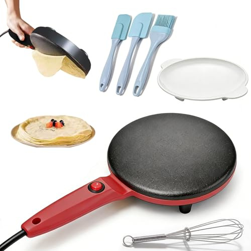 Instant 8 Electric Crepe Maker Quick Heat, Nonstick Crepera Electrica with Auto Temperature Control, Easy Clean Design for Roti, Tortillas, Blintz and Home Breakfast Cooking (A3)