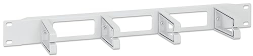 Intellinet 19 Inch Cable Management Panel, 1U, 4 Long Plastic Rings, Grey