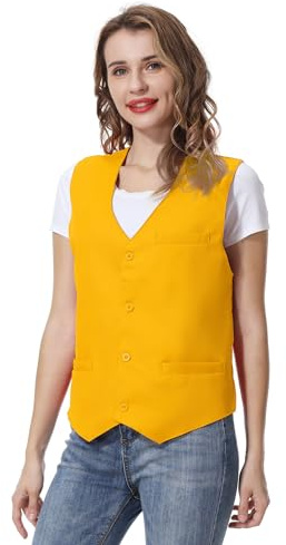 TOPTIE Gilet da Uomo, Gilet casual Unisex con Bottoni, Smanicato Gilet per commesso del supermercato e volontari