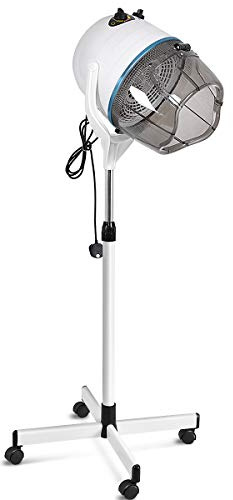 COSTWAY Hair Dryer Hood, Professional Hair Processor Stand Hairdryer with Timer & Temperature Control and Wheels, Height Adjustable Portable Mobile Dryer Hood for Home, Salon (White)