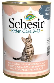 Schesir Petto Di Pollo Cat Jelly Kitten, Cibo Umido Per Gattini In Gelatina, 20 Sacchetti X 85 G