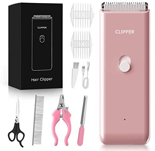 OPENBEAUTY Cat Grooming Clippers Pet Hair Clipper USB Rechargeable Electric Dog Clippers Portable Waterproof Low Noise Shaver Cordless Paw Trimmer for Dog Cat Home(Pink)
