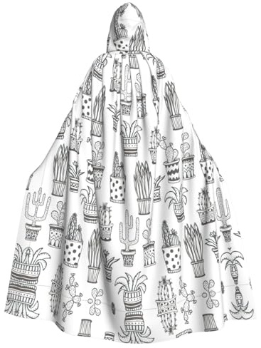 Bxzpzplj Cactus Plants Print Witch And Vampire Cosplay Costume Cloak,Carnival Hooded Cape For Carnival Parties