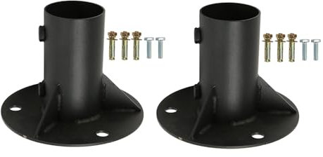 HUAOSN 2 Pcs Chain Link Fence Post, Round Post Base Bracket, Heavy Duty Steel Round Pole Flange Base for Chain Link Fence Posts(52mm)