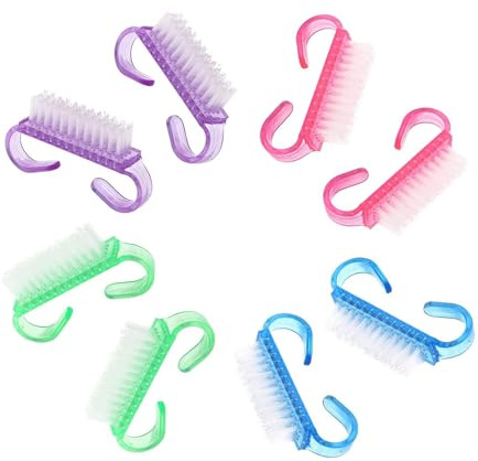 JIIJCAAC-Nail Cleaning Brushes,8 Pieces Handle Nail Brush Small - Plastic Nail Cleaning Brush, Nail Brush,Manicure Dusting Brush for Hand and Toe Manicure Home Garden
