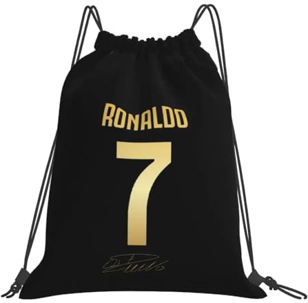 EZB Football Legend Ronaldo Number 7 Drawstring Bag | 36x30cm Midi Sized Backpack | Multi-Use: Sports Kits, PE Kits, Gym, Lunch, Holiday, Beach, Soccer Pump Bag | Ronaldo 7 Bag