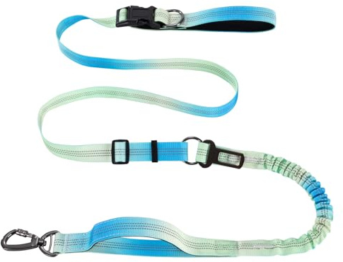Correa Perro Grande Ajustable Correa para Perro Sin Manos Correa de Mano Libre Reflectante 6 en 1 para Caminar y Correr Correas para Perros Grandes y Mediano (Azul Amarillo)