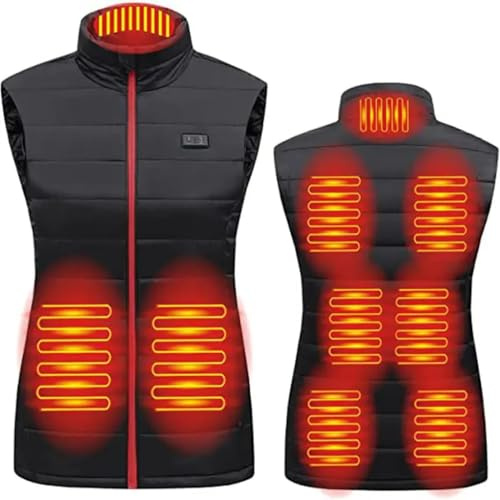 Gilet Riscaldato per Uomo e Donna, USB Giubbotto Riscaldato Uomo Elettrico Giubbotto, 3 Temperatura Regolabile Lavabile Giacca Riscaldabile Invernale per Caccia Moto Escursionismo E Campeggio(XL)