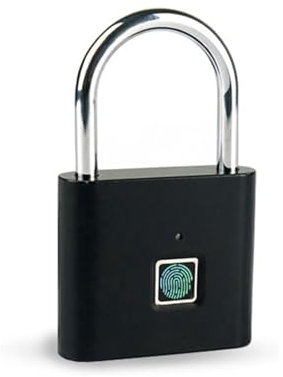 Smart Fingerprint Padlock, Waterproof Keyless USB Charging Padlock Door Lock Mini Smart Padlock Keyless for Gym Locker, Shed Locker, Storage Units (Black)