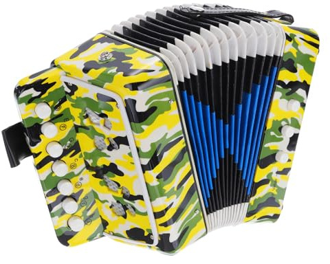 QUARKZMAN 10 Tasten Knopfakkordeon Ziehharmonika Geschenke Camo-Farbe | Mini Musikinstrument, Für Erwachsene Anfänger Bildung