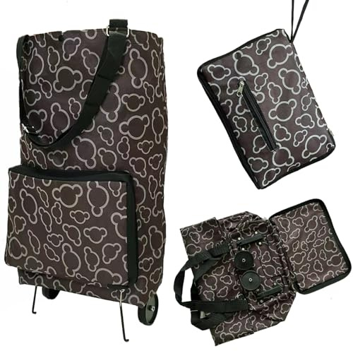 Carrito de la compra plegable, carrito de supermercado con dos ruedas plegables ligeras, bolsa de tela Oxford, bolsa plegable reutilizable, bolsa plegable de gran capacidad, bolso ultraligero, para