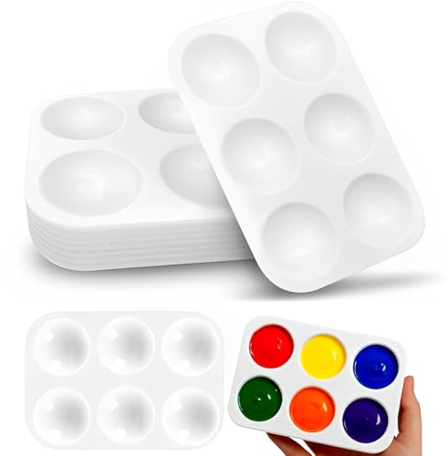 ZORTVUL Paleta De Mezcla De 20 Unidades, 6 Rejillas, Paleta Rectangular De Pintura Blanca, Paleta De Acuarela De Plástico, Para Artistas, Acuarelas, Acrílicos, Pintura Al Óleo, 8,8 X 12,5 Cm