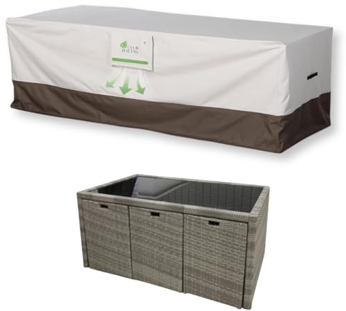 Rattan Park Cubierta Impermeable para Muebles de jardín, Resistente al Invierno, Tela Oxford 600D, Cubierta para Mesa de jardín, Rectangular