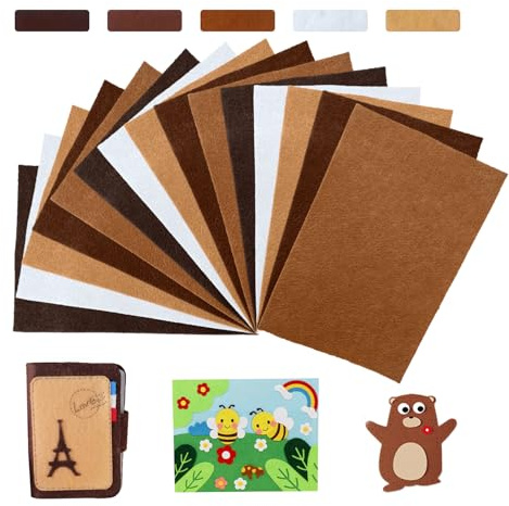 Capaneus 15 pcs Bastelfilz,2mm Braun Filz,Filzstoff für DIY Handwerk,20 x 30cm Filz Basteln,Filzplatten Kinder