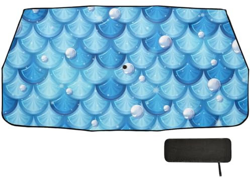 Parapluie bleu avec motif gouttes d'eau pour pare-brise de voiture pliable comme on le voit à la télévision. Accessoires de protection thermique pour coches