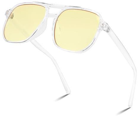 FEISEDY Retro 70er Blaulichtfilter Brille Hellgelb Getönt G2835 | 99.99% Blaulicht-Blockierende Gaming Computerbrille, für Herren Damen