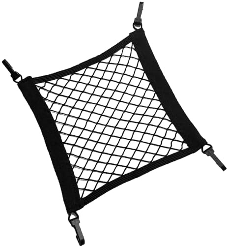 Hpbaggy Filet Moto Bagage 30 * 28 cm, Filet Panier Velo avec 4 Crochets, Filet Voiture Rangement, Filet à Bagages pour Scooter Électrique et Vélos Électriques, Vélo Moto Fixer Casque