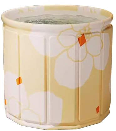 Vasca da bagno portatile pieghevole per adulti – Vasca da bagno indipendente per acqua fredda e calda spa sauna (70 cm, giallo) – ideale per recupero e relax