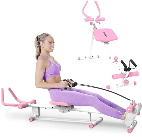 Macchina da Allenamento AB 4 in 1 per Palestra Domestica - Allenatore Multifunzionale Regolabile con Sedia Romana, Canottaggio, pressa per Gambe e aliante AB - Attrezzatura di addestramento