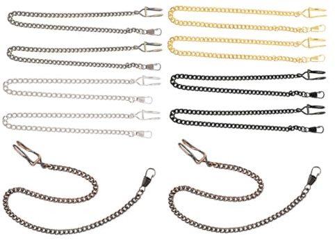 VALICLUD Taschenuhrenkette 37, 5cm aus Legierung, 10 Stück, Klassisch Antik | Karabinerhaken, Robustes, Verhindert Herunterfallen, Passend für Anzug und Alltag, 37, 5cm