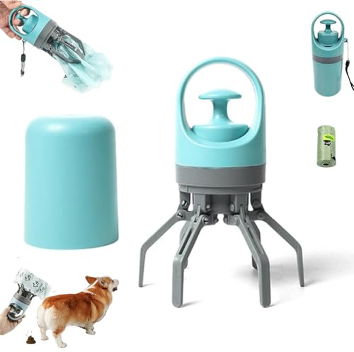 PEAMOO Portable Dog Pooper Scooper, No Touch Poop Scoop for Dogs with Dog Poo Bags & Leak-Proof Storage, Pet Waste Cleaner for Small Medium Large Dogs
